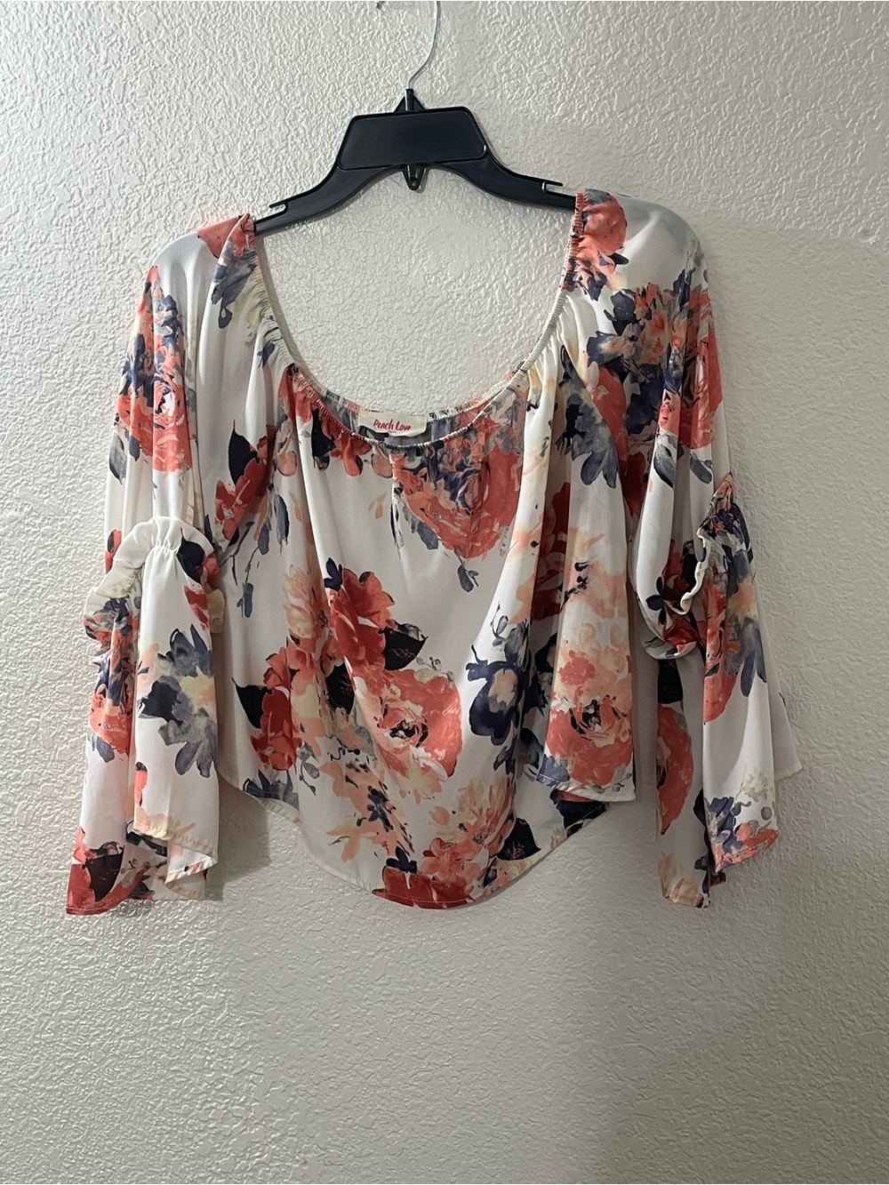 Peach Love California Coral Floral Scoop-Neck Blouse